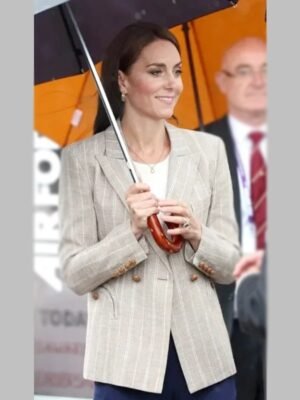 Kate Middleton Blaze Milano Pinstriped Blazer in Beige