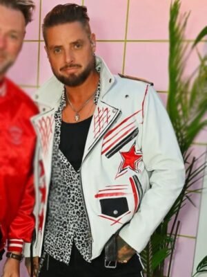 Keith Duffy Flackstock Festival 2025 Leather Jacket in White