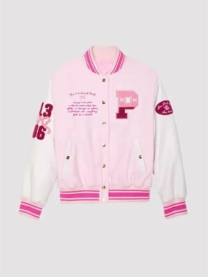 Love Shack Fancy PINK Bow Varsity Jacket