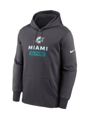 Miami Dolphins Anthracite Toss Sweep Performance Hoodie