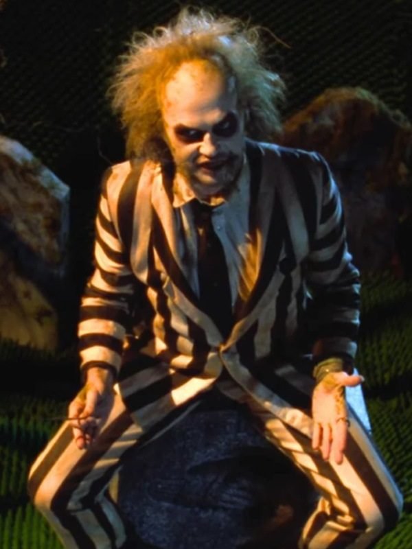 Michael Keaton Horror Movie Beetlejuice Beetlejuice Black & White Striped Suit