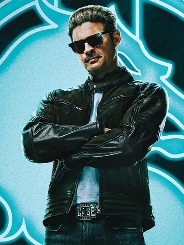 Mortal Kombat 2 Johnny Cage Leather Jacket in Black