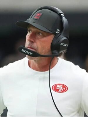 Kyle Shanahan NFL Preseason 2025 49ers White Sweatshirt