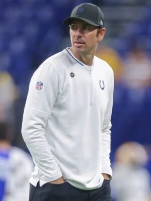 NFL Preseason 2025 Shane Steichen Colts White Half-zip Sweatshirt
