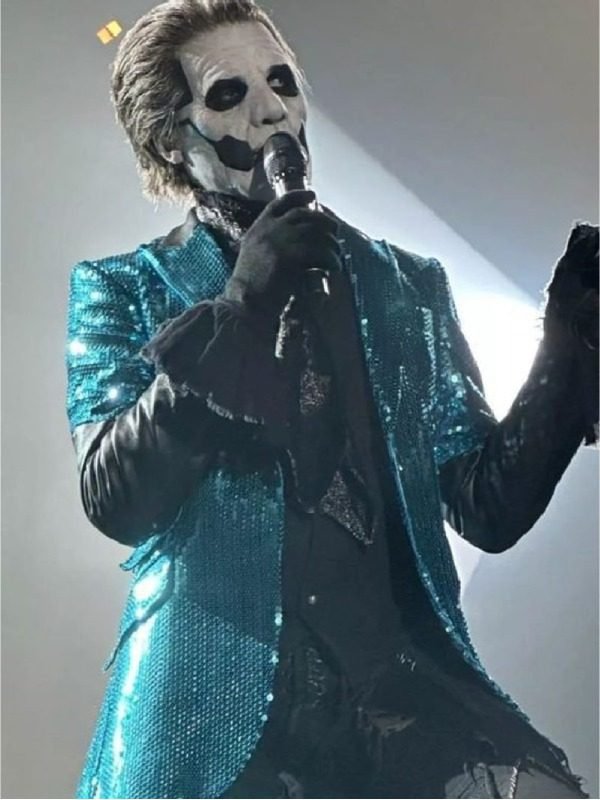 Papa Emeritus Ghost Sequin Blue Blazer