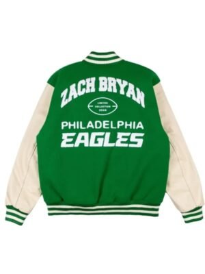 Zach Bryan Eagles Green White Varsity Jacket