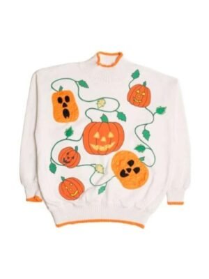 SNL 2025 Sarah Sherman Pumpkins Sweater in White