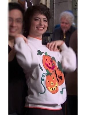 SNL 2025 Sarah Sherman Pumpkins Sweater in White