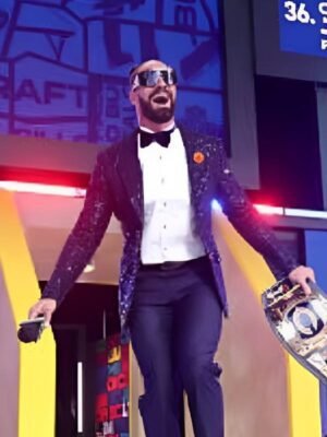 Seth Rollins 2025 NFL Draft Navy Blue Sequin Blazer