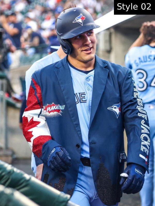 Shop Toronto Blue Jays Home Run Blazer Jacket in Blue Cotton