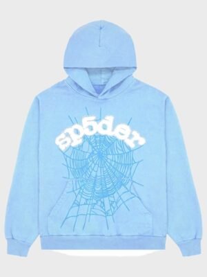 Sp5der Sky Blue Hoodie in Fleece