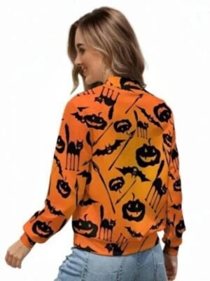Halloween Eve Pumpkin Orange Bomber Jacket