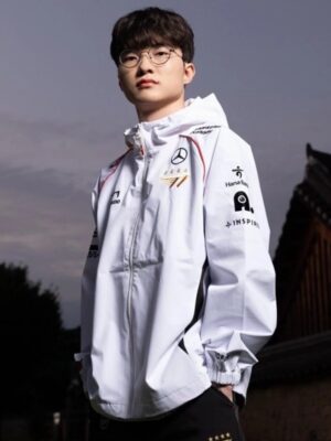 T1 Worlds White Hooded Jacket