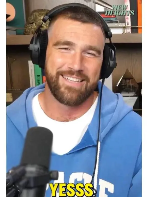 Travis Kelce Miracle Cut Off Hoodie in Blue