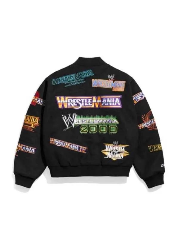 WWE WrestleMania 1-21 Varsity Jacket Black