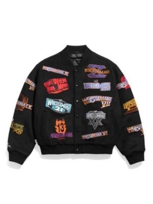 WWE WrestleMania 1-21 Varsity Jacket in Black