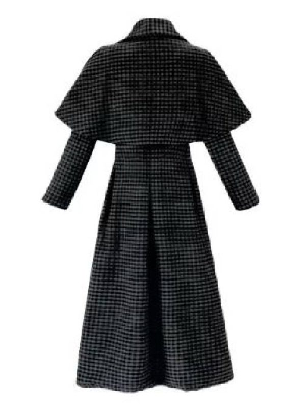 Wednesday 2025 Jenna Ortega Houndstooth Coat Black