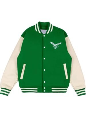 Zach Bryan Eagles Green White Varsity Jacket