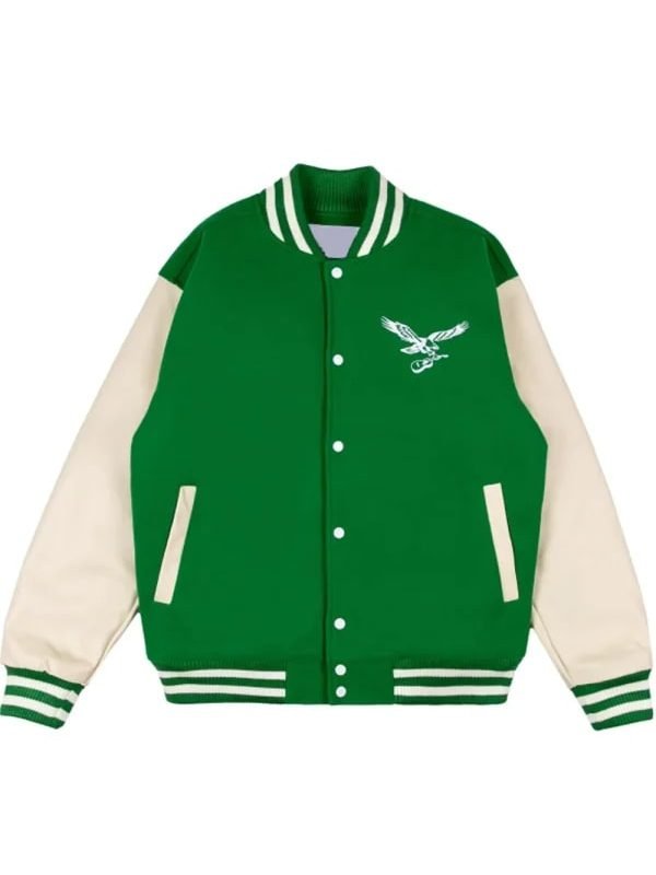 Zach Bryan Eagles Green White Varsity Jacket