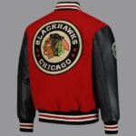 2025 NHL Chicago Blackhawks Red And Black Full-Snap Coaches Varsity Jacket