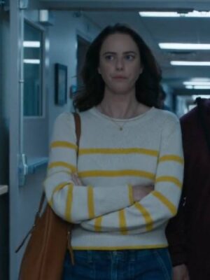 Adulthood 2025 Kaya Scodelario Yellow Striped Sweater