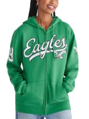 Aeropostale Eagles Script Zipper Green Hoodie