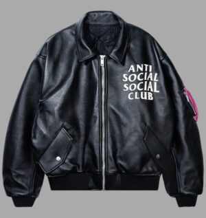 Anti Social Social Club Black Leather Jacket
