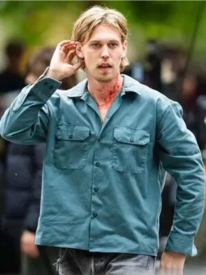Austin Butler 2025 Caught Stealing Hank Thompson Belmont Metals Blue Jacket