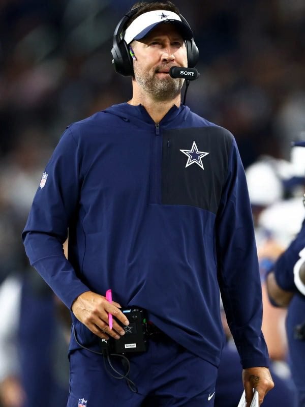 Brian Schottenheimer Dallas Cowboys Blue Half-Zip Jacket