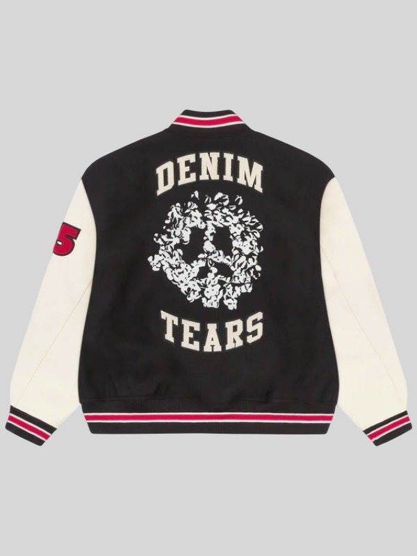 Denim Tears Peace Wreath Black & White Varsity Jacket