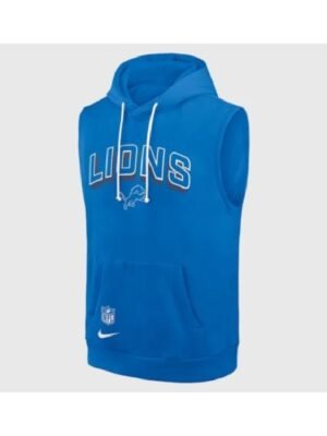 Detroit Lions Sideline Sleeveless Blue Hoodie