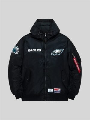 Eagles Alpha New Era L-2B Black Bomber Jacket