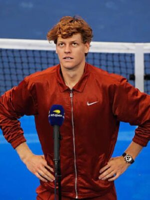 Jannik Sinner US Open 2025 Orange Zipper Jacket