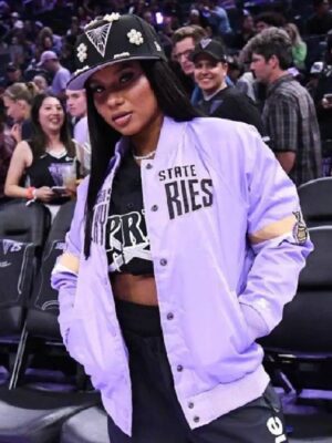 Jordan Chiles 2025 Valkyries Purple Bomber Jacket