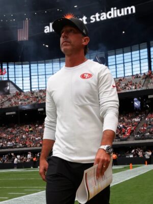 Kyle Shanahan NFL San Francisco 49ers Sideline Long-Sleeve White Shirt