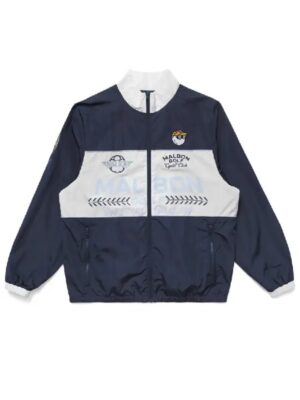 Malbon Golf Unisex Blue & White Zipper Jacket