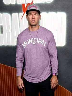 Mark Wahlberg Attends Purple Municipal Purple Sweatshirt