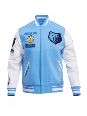 Memphis Grizzlies Blue Wool and White Leather Varsity Jacket