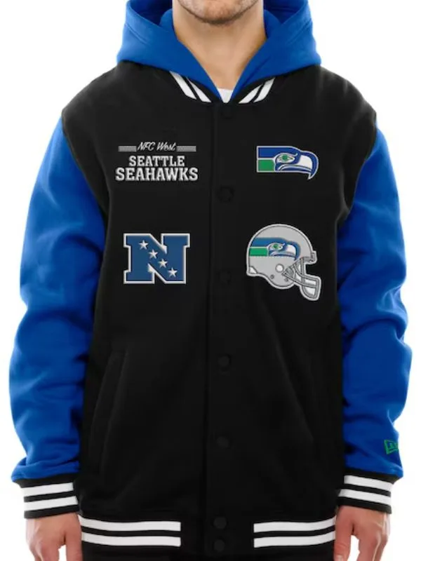 New Era Black Seattle Seahawks Full-Snap Fleece Hoodie Jacket