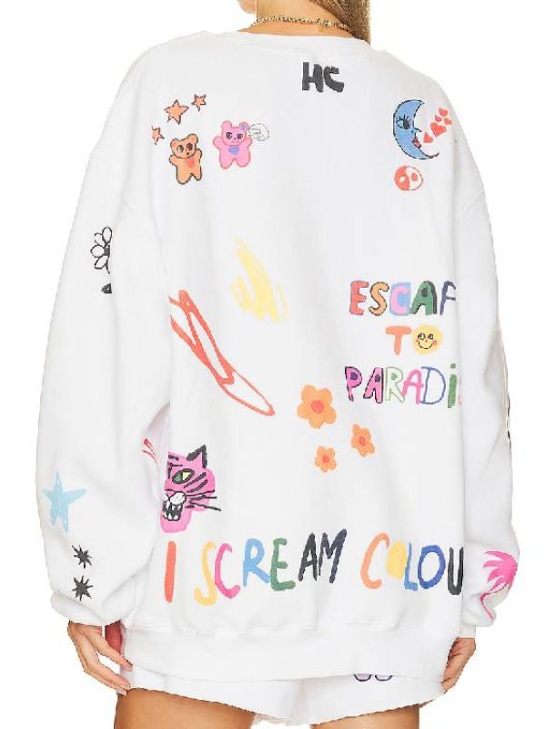 Somebody Loves You Printed White Pullover Sweatshirt