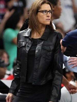 Stephanie White Indiana Fever Black Leather Jacket (1)