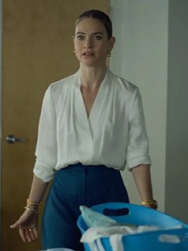 Swiped 2025 Lily James White Silk Shirt