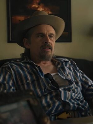 The Lowdown 2025 Ethan Hawke Blue Striped Shirt