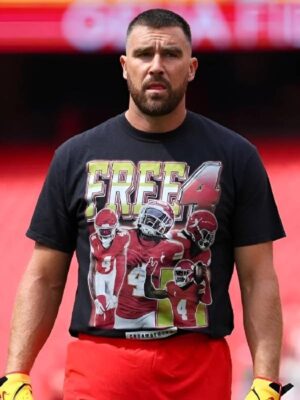Travis Kelce Chiefs Free 4 Printed Black T-Shirt