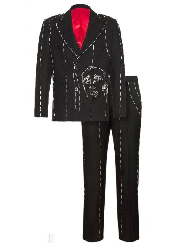 Travis Kelce Face Embroidered Custom Black Suit
