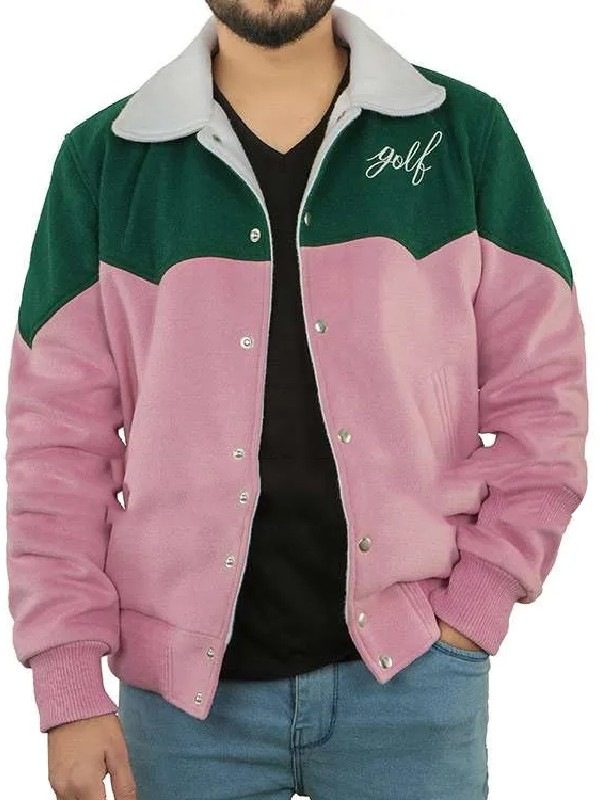 Tyler The Creator Green & Pink Golf Cowboy Fleece Varsity Jacket