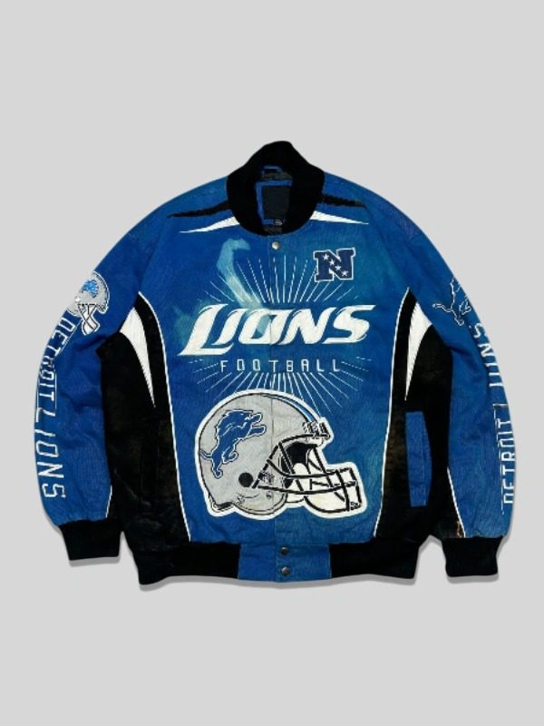Vintage NFL Detroit Lions Blue Racing Bomber Jacket