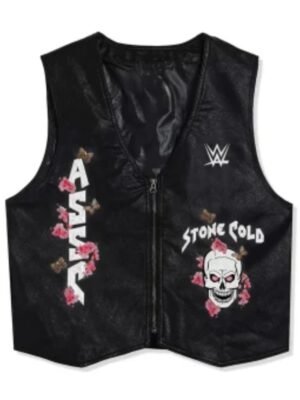 WWE Stone Cold Embroidered Black Vest