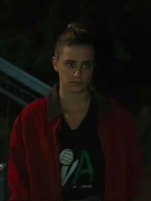 American Sweatshop 2025 Lili Reinhart Red Denim Oversized Jacket