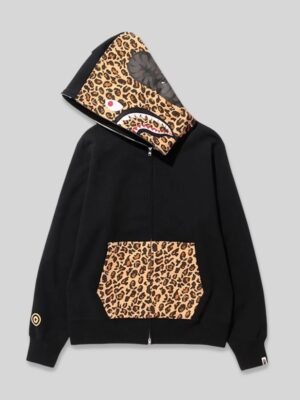 BAPE Leopard Camo Full Zip Shark Hoodie